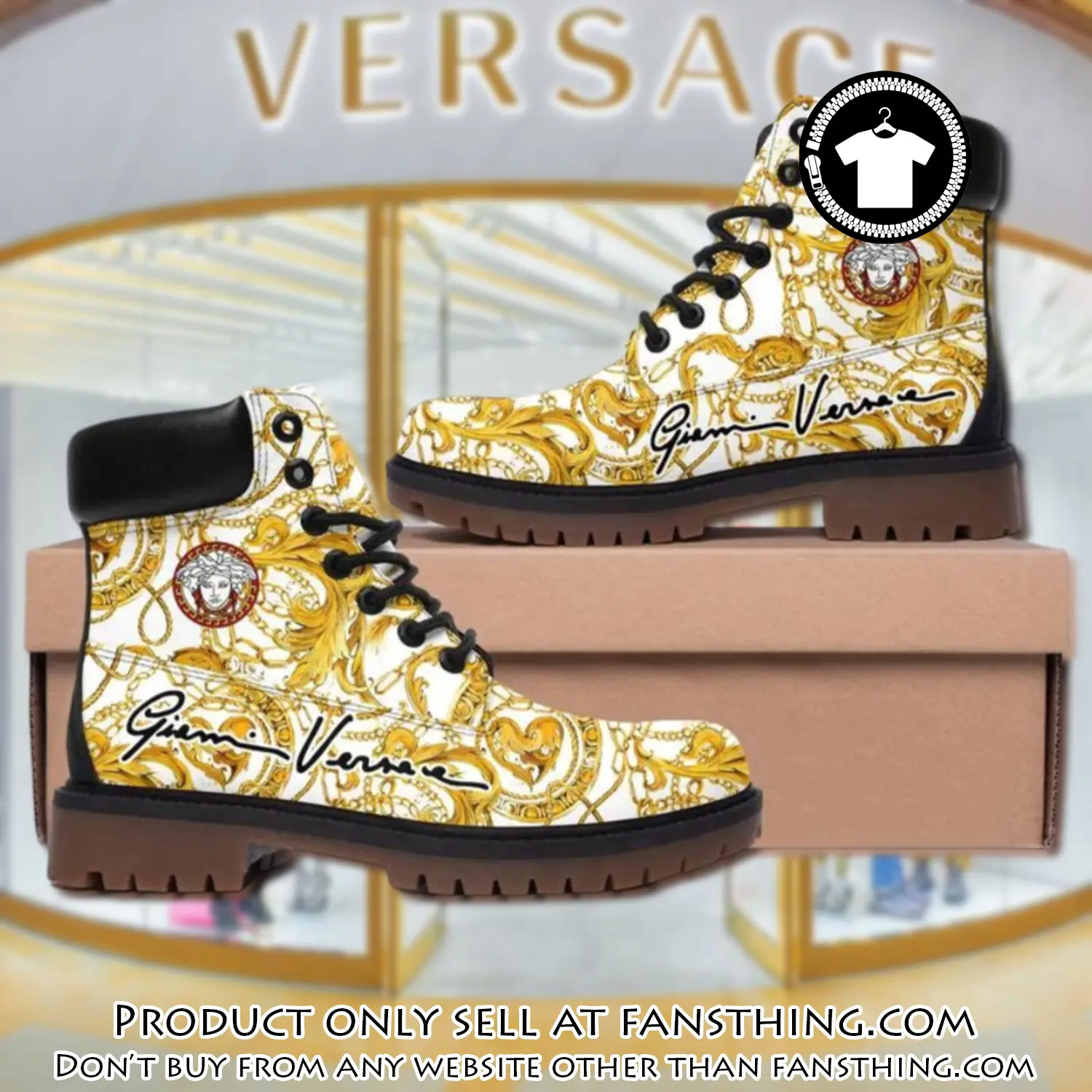 Gianni versace medusa gold pattern white luxury brand boots premium gifts for men women fst5013280